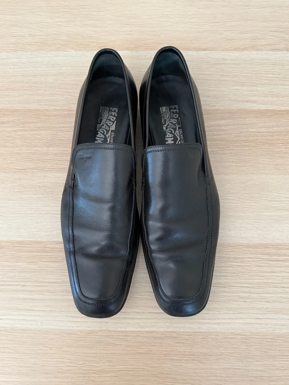 Salvatore Ferragamo Black Leather Slip-On Loafers Men’s size 10.5